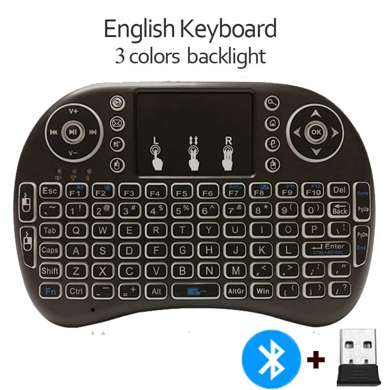 Teclado Sem Fio Mini I8 com Touchpad e Luz de Fundo