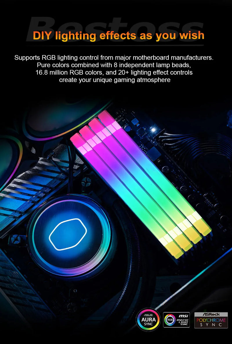 Memória RAM Bestoss DDR4 RGB