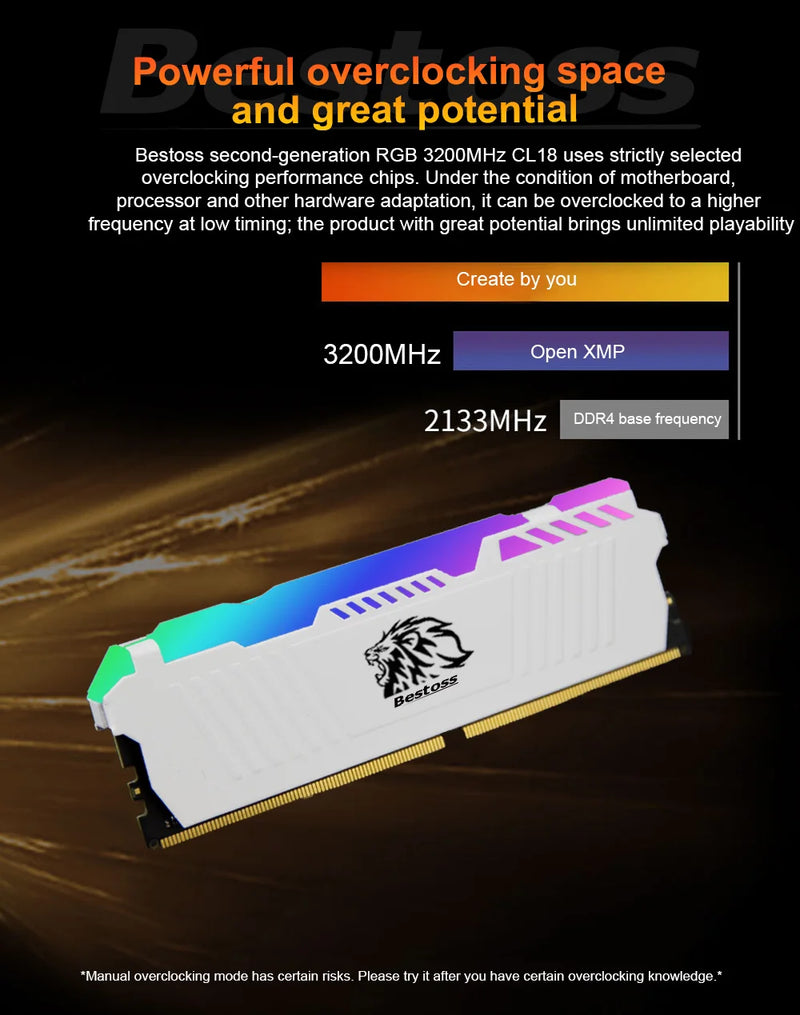 Memória RAM Bestoss DDR4 RGB