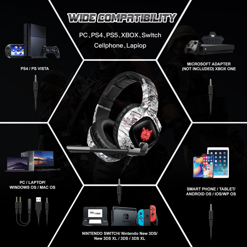 ONIKUMA K19 Gaming Headset Headphones Wired Noise Cancelling Stereo Earphones With Mic