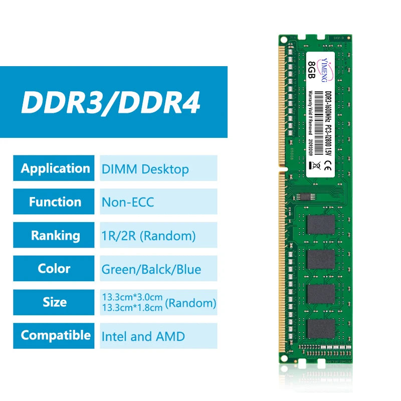 Memória RAM DDR3/DDR4 para Desktop