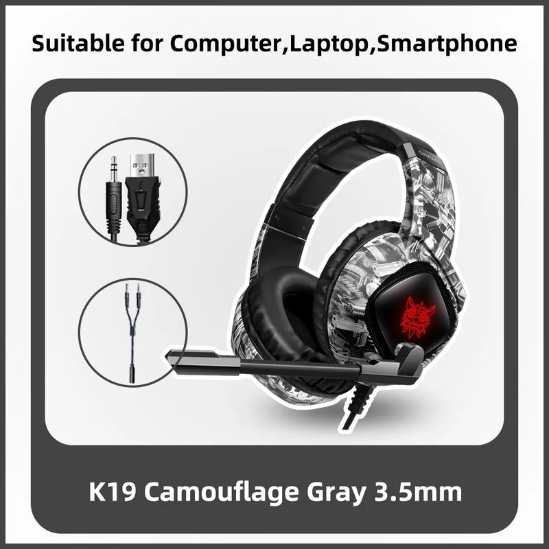 ONIKUMA K19 Gaming Headset Headphones Wired Noise Cancelling Stereo Earphones With Mic